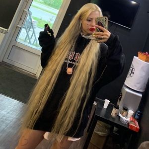 Human hair weft remy 32inch long blond extensions